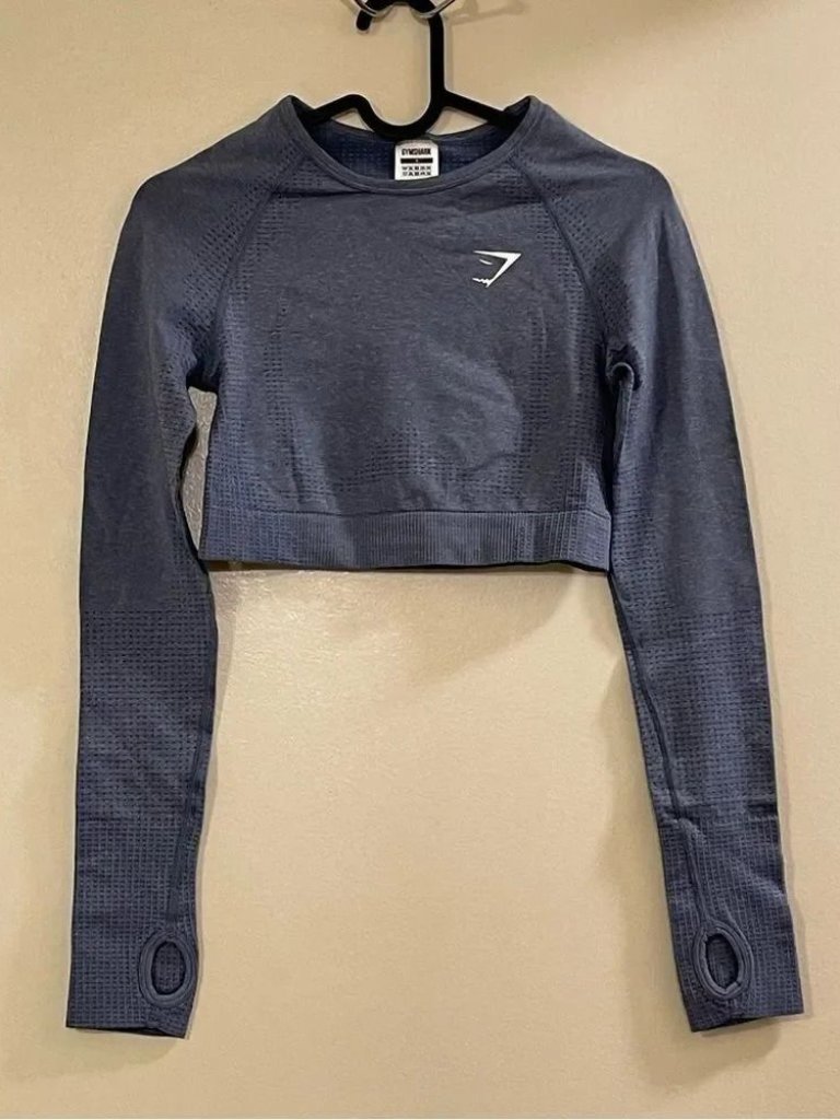 Gymshark Nwot Vital Seamless 2.0 Crop Top In Evening Blue Marl